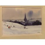 T Moore, watercolour study, Norwich from Mousehold Heath, 10 x 6 1/2 ins