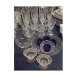 Mixed Lot: various 20th century glass wares to include champagne flutes, brandy balloons, blue glass