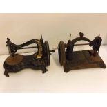 Two 19th century iron sewing machines, largest 13" long (2)