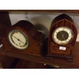 Edwardian mahogany cased mantel clock, together with a further mid-20th century mahogany cased