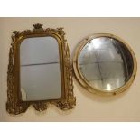 Early 20th century brass framed easel backed dressing table mirror, together with a further port-