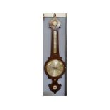 Mid-19th century walnut cased wheel barometer, Beha & Co - Norwich, the onion topped case set with a