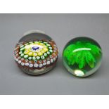 20th century Millefiori glass paperweight, and one other (2)