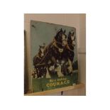 Plywood mounted poster, of heavy horse, entitled "We're Taking Courage", 28" x 22" (A/F)