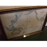 After James Wyld, framed coloured map, Basin of The Pacific, 32" x 23"