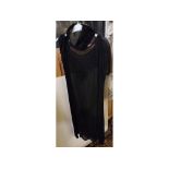 1920s style black and sequin evening dress, together with further ostrich feather headdress (2)