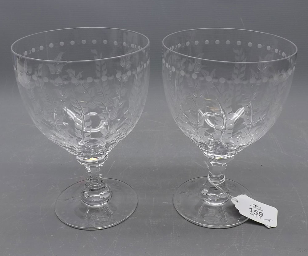 William Yeoward pair of large clear cut glass Rummers