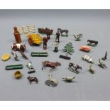 Mixed Lot: various lead farm animals and accessories, much play wear throughout