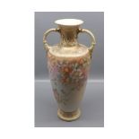 Noritake two-handled floral vase with gilded decoration (repaired), 12 1/2" tall