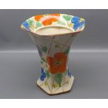 Arthur Woods hexagonal vase, 8" tall