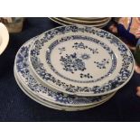 Collection of four Nankin Circular Plates, each decorated in underglaze blue with floral designs (