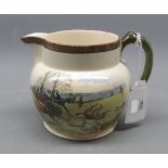 W T Copeland & Sons fox-hunting jug decorated with the scene "Gone Away" by Lionel Edwards, 4" high