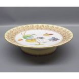 Crown Derby squat comport with central detail of butterflies among flowers, 9" diameter