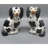 Pair of small 19th century Staffordshire dogs with black detailing, 6 1/2" tall