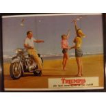 Framed reproduction advertising print for Triumph Motorcycles, width 16 1/2"