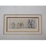 Sir Frank Brangwyn, signed in pencil to margin, black and white etching, figure study, 1 1/2 x 4