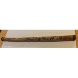 Modern carved and painted didgeridoo, 47 1/2" long