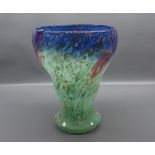 Studio glass vase of mottled form, with flecked gilded decoration, 10 1/2" tall x 8" diameter