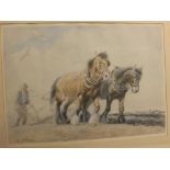 After George Soper, limited edition (23/200) coloured print, Ploughing scene, 15 x 21ins