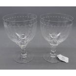 William Yeoward pair of large clear cut glass Rummers