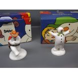 Two boxed Coalport Snowman Editions figures: Cowboy Jig and The Wrong Nose, both boxed and