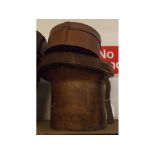 Mixed Lot: stitched leather top hat box of typical form with ticking lined interior, and G E R