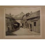 Sam Garratt, signed in pencil to margin, black and white etching, "The George Inn, Dorchester on