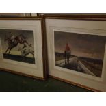 Malcolm Coward, signed in pencil to margin, group of five coloured prints, horse racing and