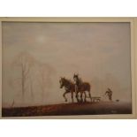 Maurice J Bush, monogrammed, pastel, "Morning Mist", 9 1/2 x 13 ins