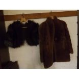 Lambswool coat, a faux fox fur shrug or cape (2)