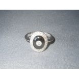 18ct diamond and onyx ring, size L