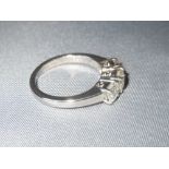 18ct white gold and 3 stone diamond ring approx. 1.3ct total, size K 1/2