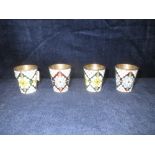 Set of four Russian 916 standard enamel Vodka tots.  4.25 cm H