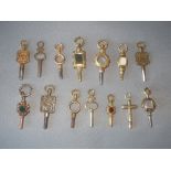 Collection of various watch keys, including gold coloured metal ones