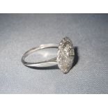 Art deco ring diamond set platinum, size L