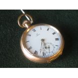 Omega gold plated open face pocket watch