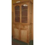 Victorian pine dresser with glazed top and cupboard base 198H x 106L