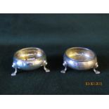 Pair C19th hallmarked silver salts by T.B of London 3ozt