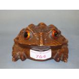 Arts and Crafts style carved wooden figure of a toad 6 cm H x 12 cm L