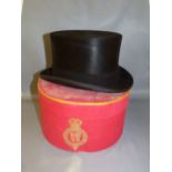 Black felt top hat by Christys of London size 7 1/2 in its original hat box
