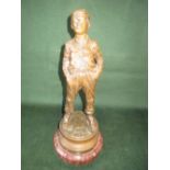 After Hertzberg "Siffleur" - patinated bronze of a boy, signed, on socle base, 31cm high