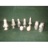 2 pairs of hallmarked silver pepper set of 3 silver peppers and 2 mixed silver peppers 12oz