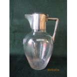 Edwardian silver mounted glass jug by Mappin & Webb, Sheffield 1904, 19.5cm high