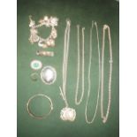 Quantity of mixed silver and white metal jewellery 8ozt