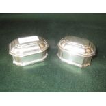 Pair of early C19th Continental silver lidded salts with moulded bases 5ozt