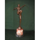 1930s style bronze of a female dancer on marble base, signed J Philip A 7255 and bronze Garanti