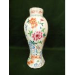 C19th Chinese famille rose baluster shaped vase, 28cm H