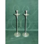 Pair of hallmarked silver contemporary style candlesticks by B & Co of Birmingham 36 cm H