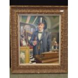 English school, Auctioneer with Gavel, oil on canvas, unsigned, 61cmx51cm