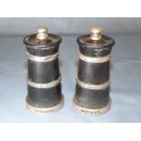 Hallmarked silver mounted salt and pepper grinders, by PS of London